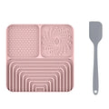 Square silicone slow food mat for dogs and cats with suction cup base, in blue colour