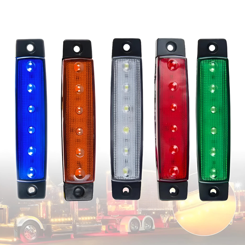 Trailer side warning lights with PVC housing in multiple colour options measuring 9.6cm long