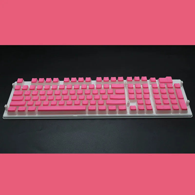 108 key double skin pudding cream PBT translucent mechanical keyboard keycap set showing RGB backlight enhancement