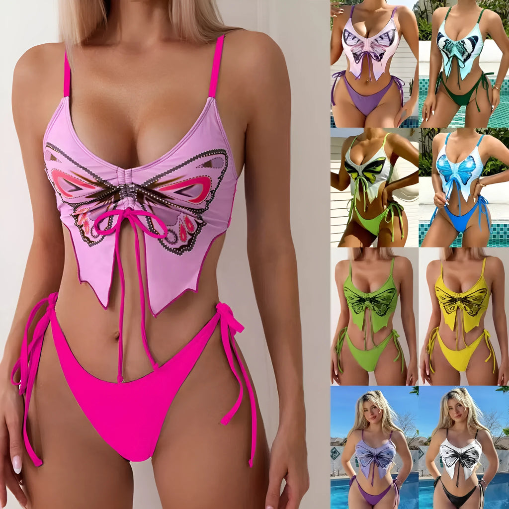 Women's two-piece bikini suit with sleeveless top and briefs in polyester fabric for fitness and swimming