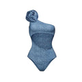 Women's one-shoulder cowboy style one-piece swimsuit in nylon fabric.