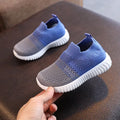 Kids multicolour knitted sneakers with clash pattern, fabric upper, plastic sole, size 22-33