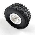 Silver stainless steel RC car wheel upgrade part with 68mm outer diameter and 5mm hexagon.