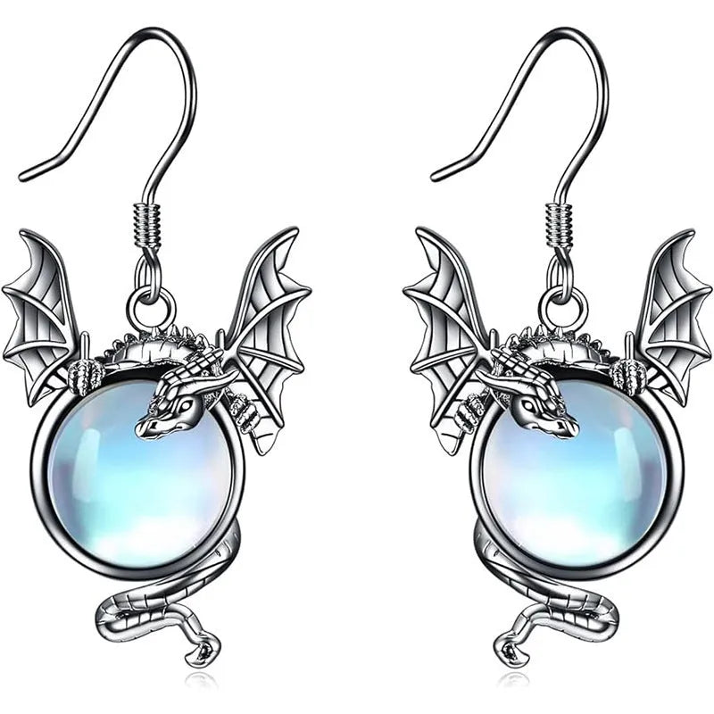 Unisex zinc alloy flying dragon earrings with electroplated finish in European style