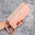Women's double layer zipper coin purse in PU leather with six colour options, 20x4x10 cm