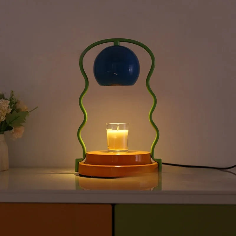 Yellow iron fire-free smoke-free candle fragrance lamp, 17x18x27.5cm, 220V domestic flat plug table lamp