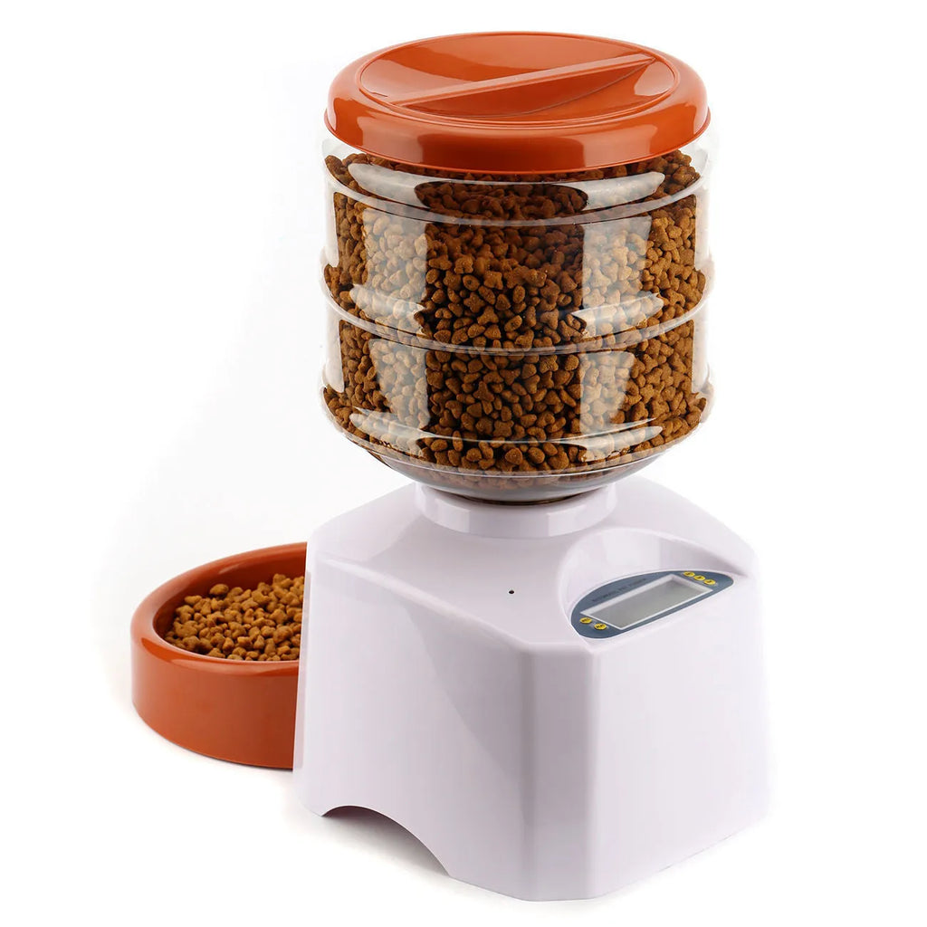 Timing Intelligent Automatic Feeder in black and red plastic with 5.5L capacity