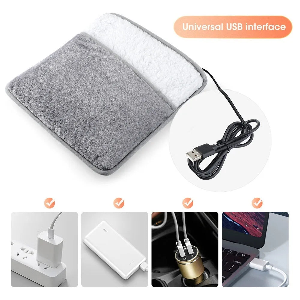 Gray USB heating feet warmer for household general use with mechanical operation