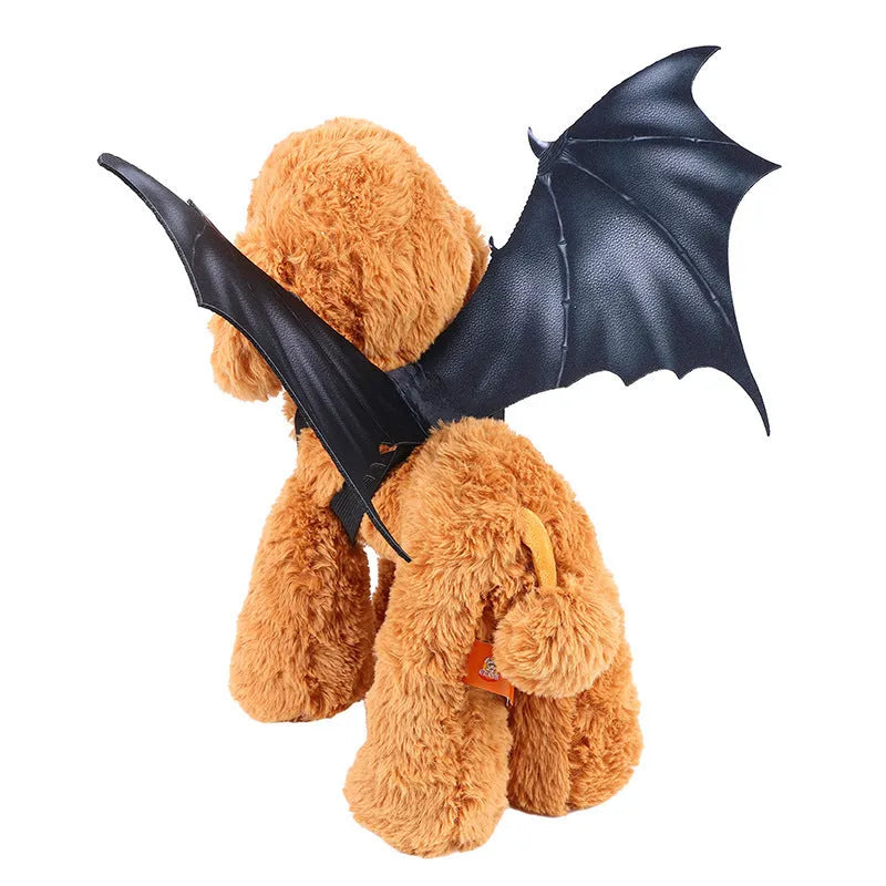 Black cloth bat wings costume for pets available in three wing span sizes