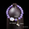 Purple aquamarine chalcedony lychee jelly agate rabbit bracelet with geometric round beads
