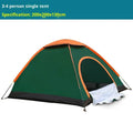 Automatic quick pitch camping tent in green with double door, 200x110x100cm for multiple people outdoor use