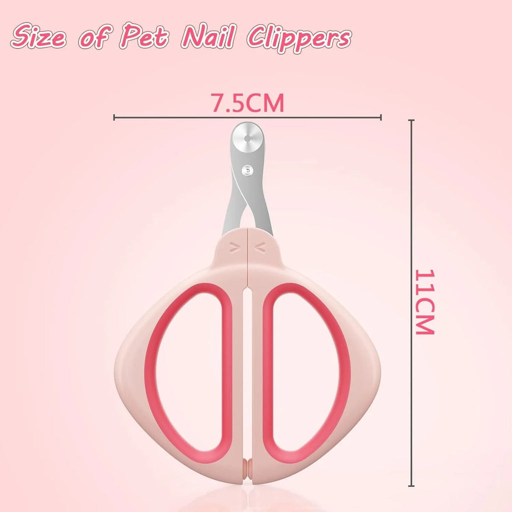 Cat nail clipper with positioning hole design and non-slip handle in blue or pink
