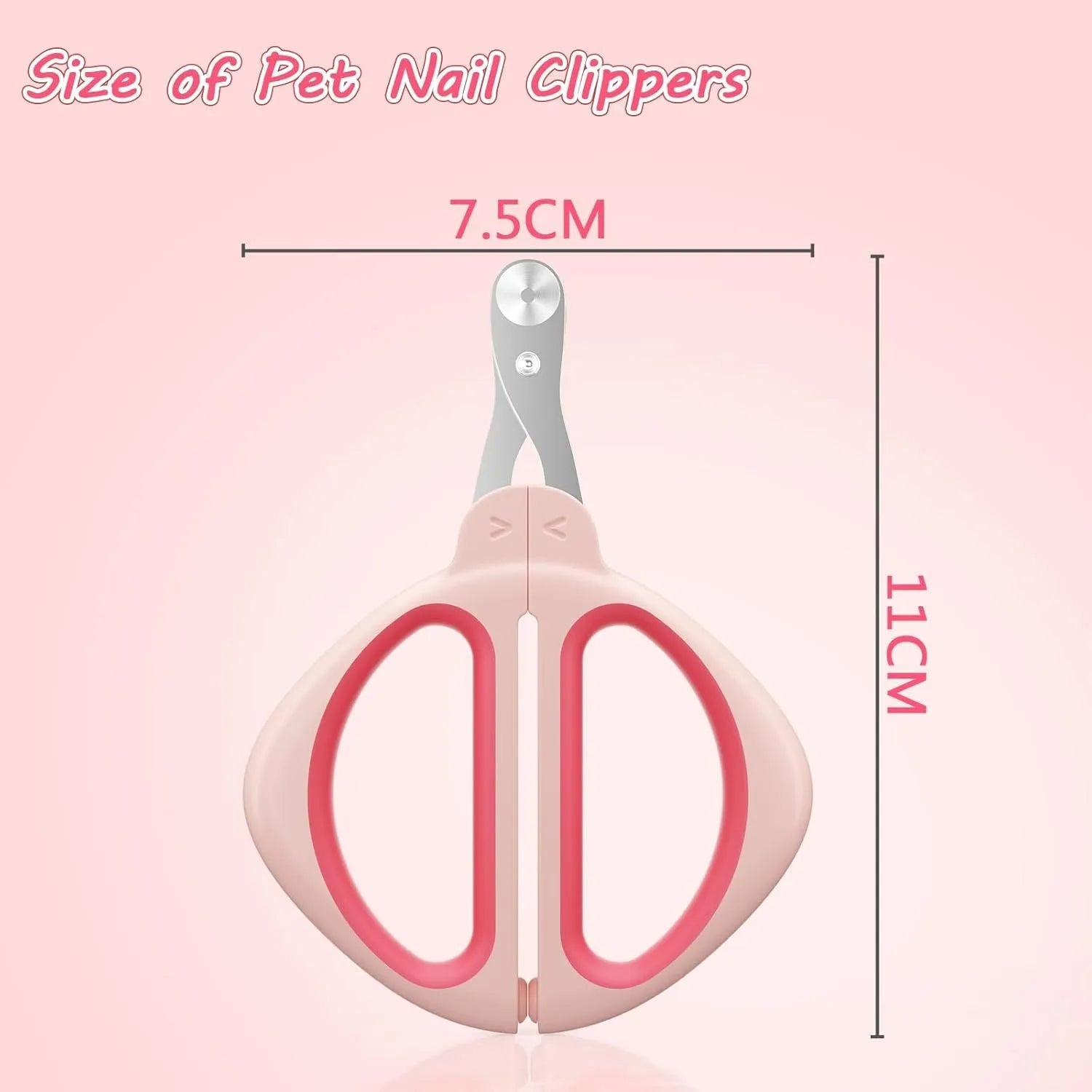 Cat nail clipper with positioning hole design and non-slip handle in blue or pink