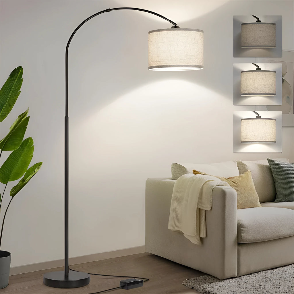 Black fabric shade vertical floor lamp in modern minimalist style for indoor living room use