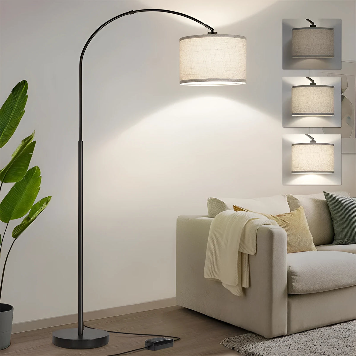 Black fabric shade vertical floor lamp in modern minimalist style for indoor living room use