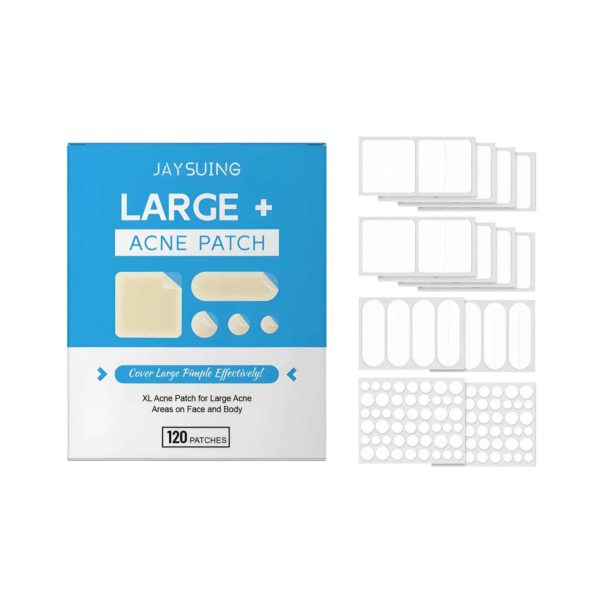 Pack of 120 hydrocolloid acne patches with tea tree oil and mint extracts for spot treatment