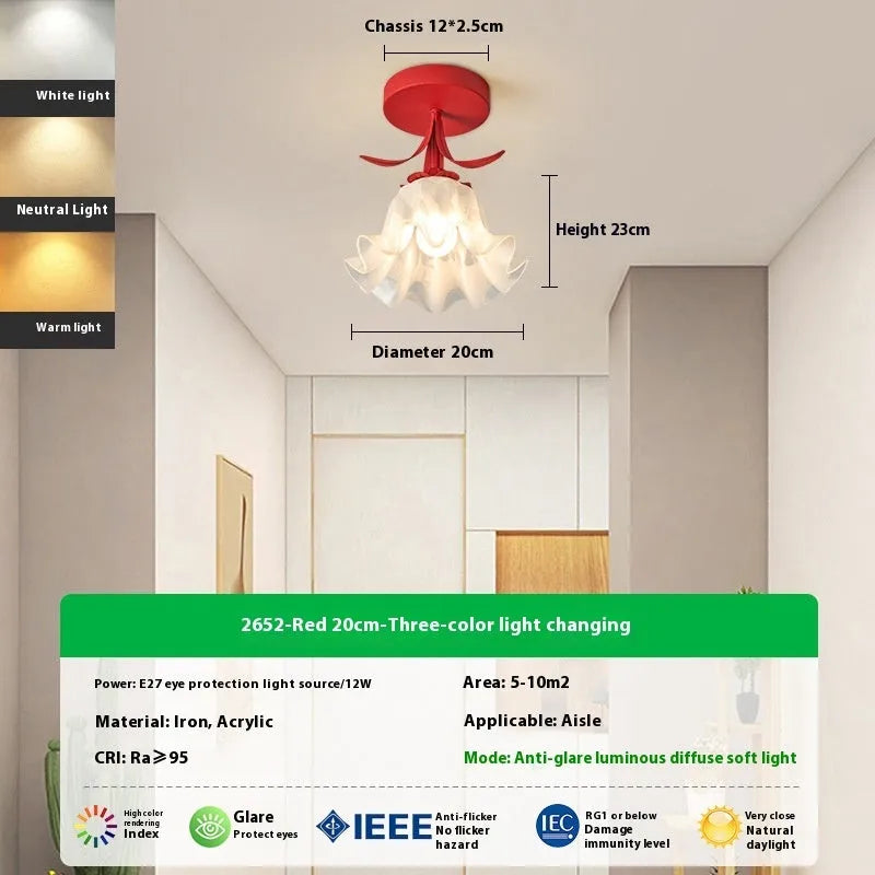 Cream Linglan Flower modern aisle corridor light with three-colour changing and dimming options