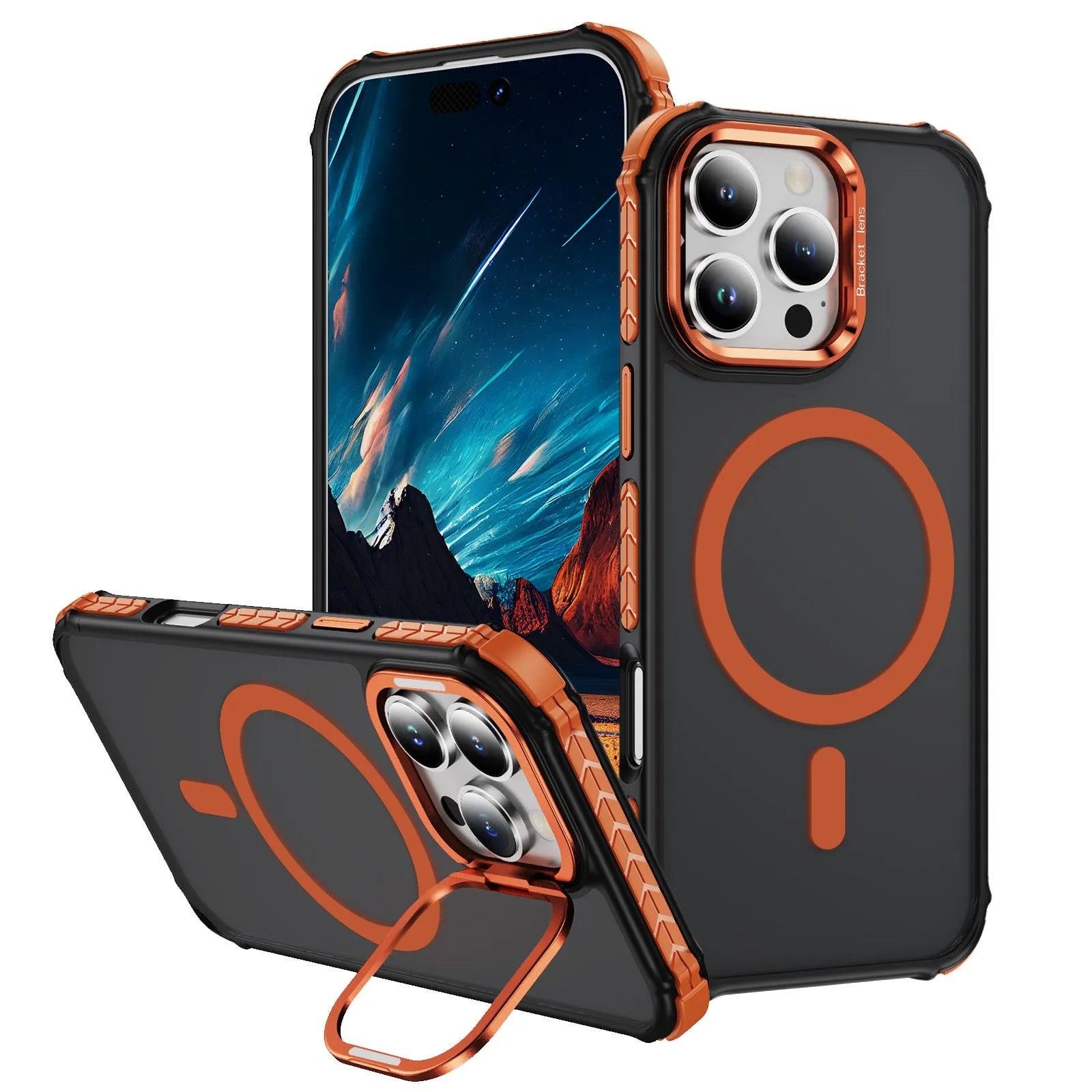 Magnetic skin-absorbing TPU PC protective back cover case for Apple iPhone in black