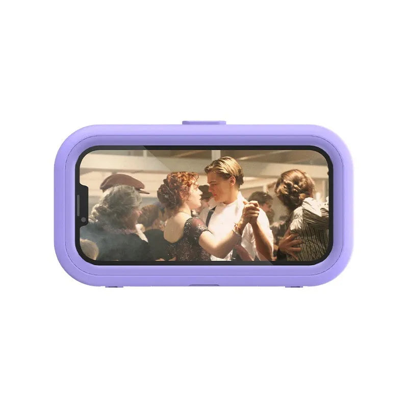 Bathroom waterproof punch-free wall-mounted touch screen anti-fog mobile phone bracket in electroplated white with rotatable arm and free base gel aromatherapy