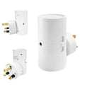 2-in-1 sensor plug LED night light with geometric stereo design, black shell, on white background