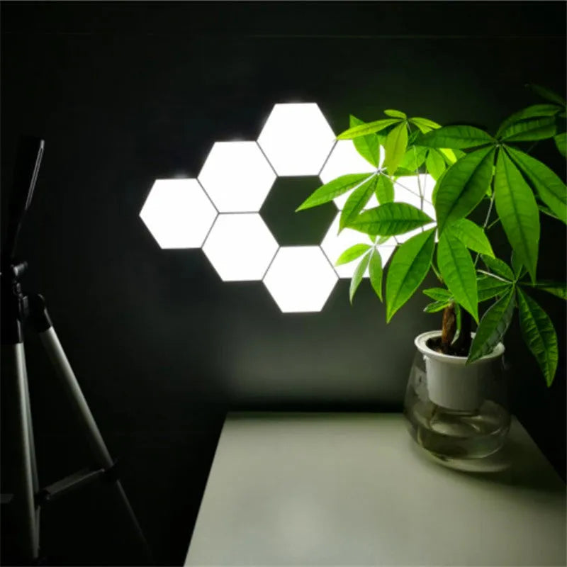 Hexagon quantum wall lamp with plastic shade, G4 holder, 103 x 90 x 30 mm, modular 1 3 6 10 lamp options