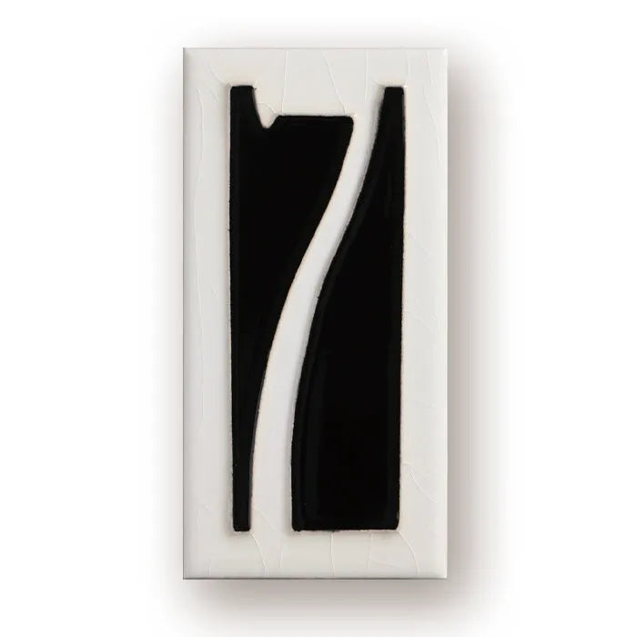 Handmade retro ceramic doorplate with enamel art number, measuring 76 by 152mm.