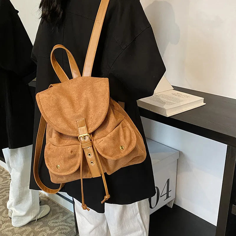 Casual Large Capacity Commuter Niche Backpack Bag PU Material 33x11x31cm for Daily Travel Work with Sandwich Pocket Organisation Black Brown Coffee