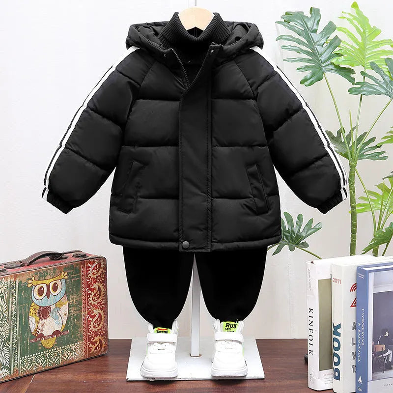 Children's thickened zip-up hooded winter coat in four colours for heights 100-150cm