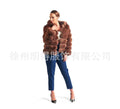 Women's brown artificial fur hooded coat on a hanger, street fashion style.
