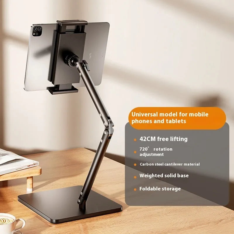 Alloy desktop bracket holding phone with remote control for live streaming