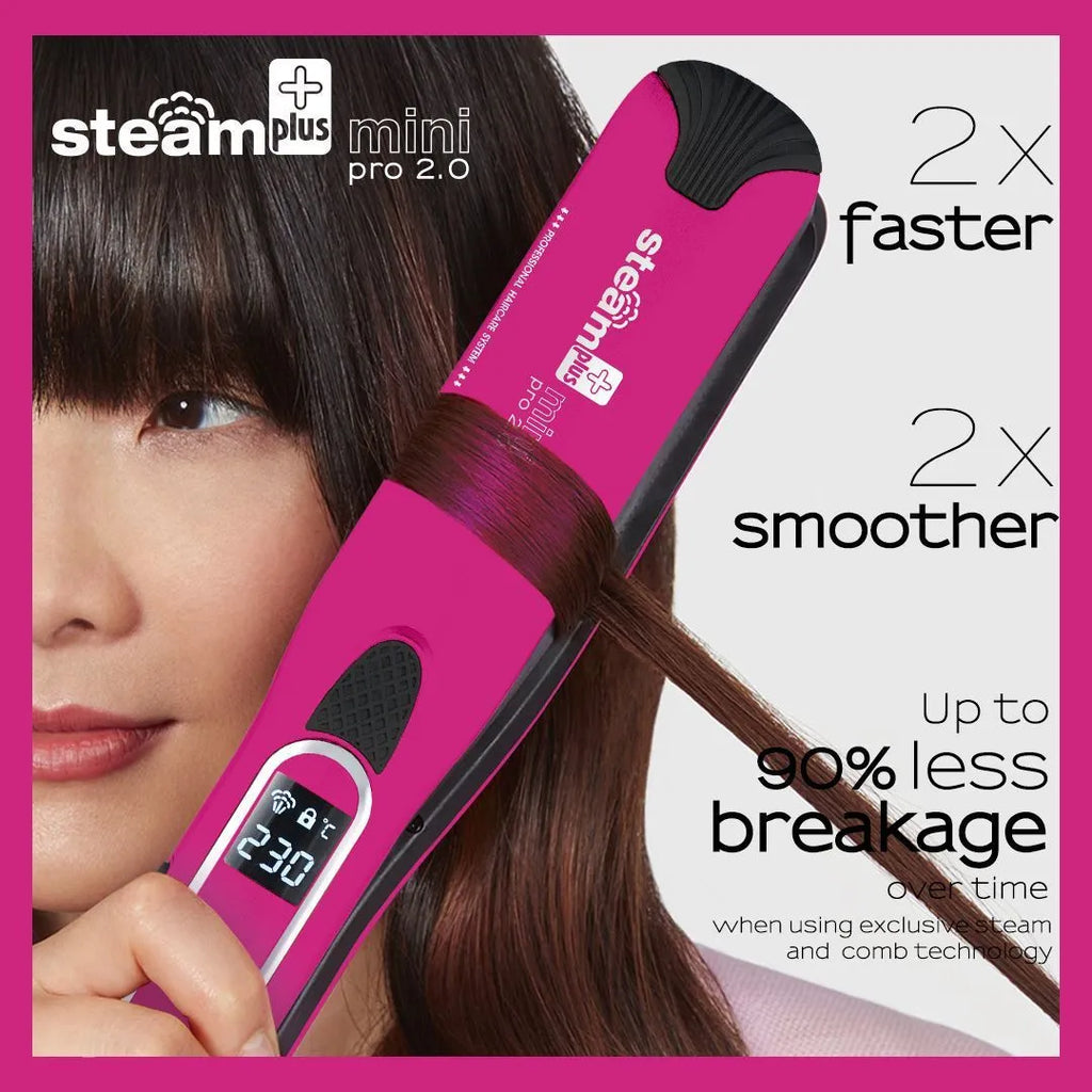 Mini steam splint hair straightener in champagne colour with curling and straightening functions