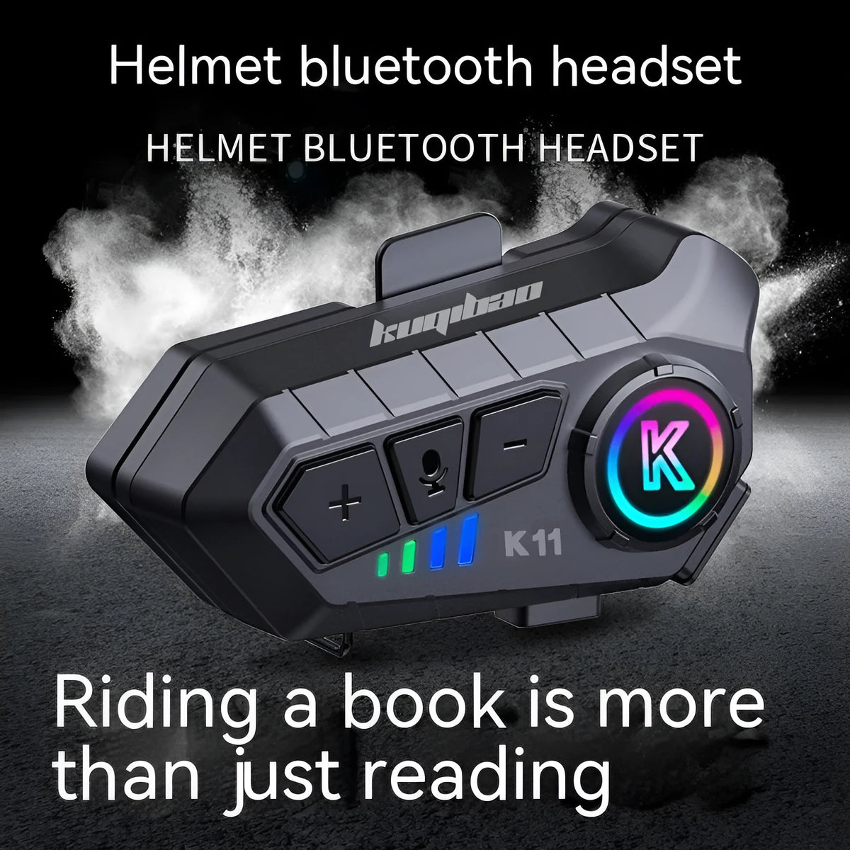 Black motorcycle helmet Bluetooth headset with heavy bass, waterproof and dustproof, 85mm x 35mm