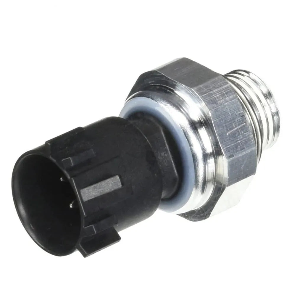 Silver automobile fuel pressure sensor for car engine fuel rail monitoring