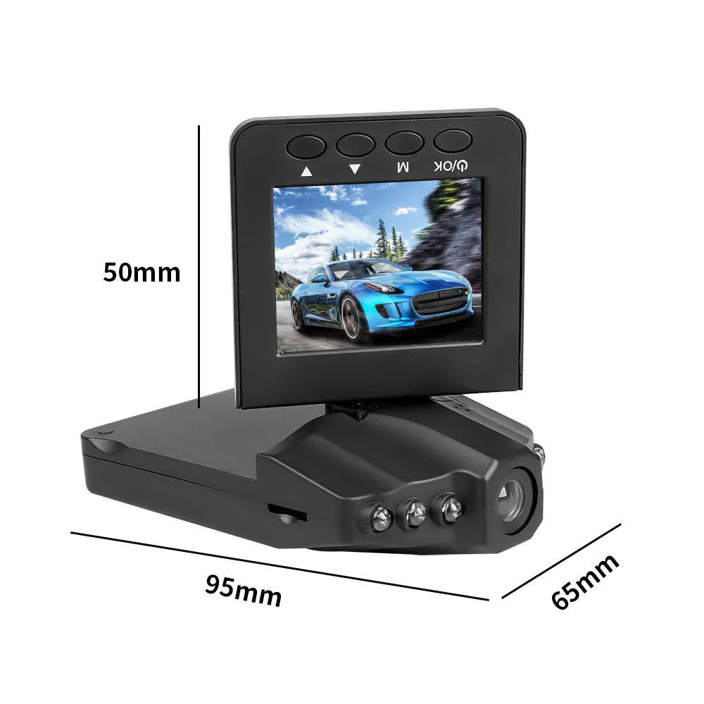 H198 model car dashboard camera DVR with a 2.4-inch screen, shown mounted on a windscreen.
