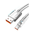 Type C silver grey woven braided data cable with 6A super fast charge and 1.5 metre length