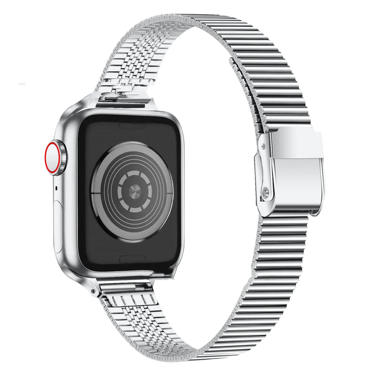High-grade stainless steel watch strap with double buckle in silver for Apple Watch 38-40mm