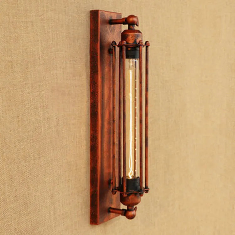 Industrial style retro flute wall lamp made of iron in black, bronze, rust, or silver finish.