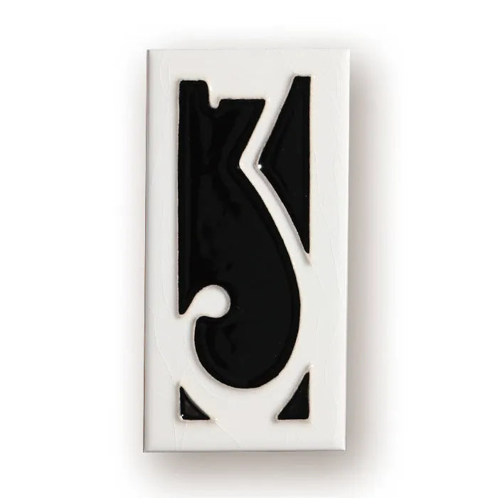 Handmade retro ceramic doorplate with enamel art number, measuring 76 by 152mm.