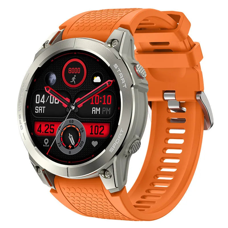 S53 Outdoor GPS Sports Smart Watch with black silicone wristband and zinc alloy frame