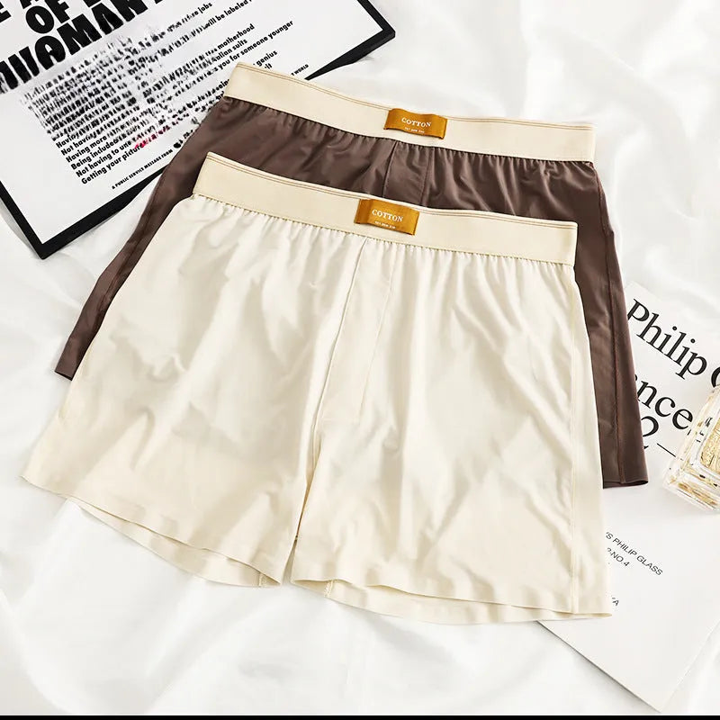 Men's solid colour ice silk underwear with loose fit and mid-waist design in multiple colour options