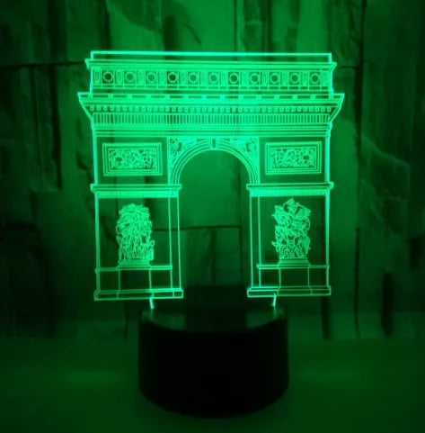 Triumphal Arch 3D acrylic night light with 7 colour LED and black ABS base