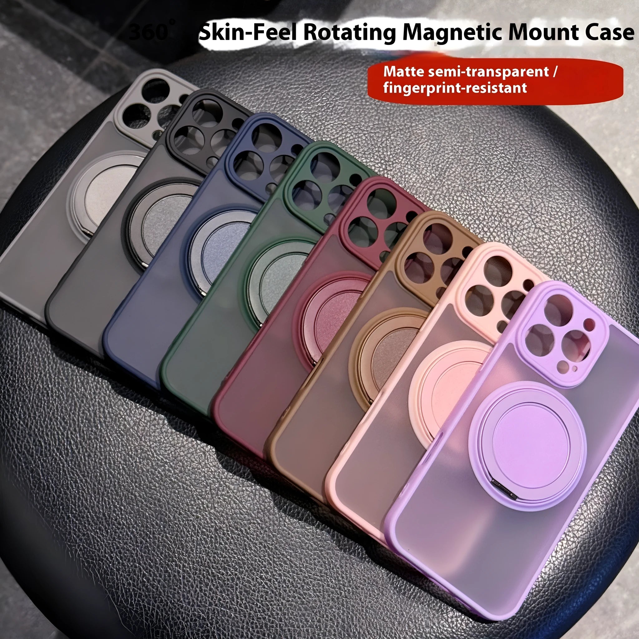 Frosted magnetic rotating bracket phone case for iPhone 17 shown in desert gold colour with bracket extended