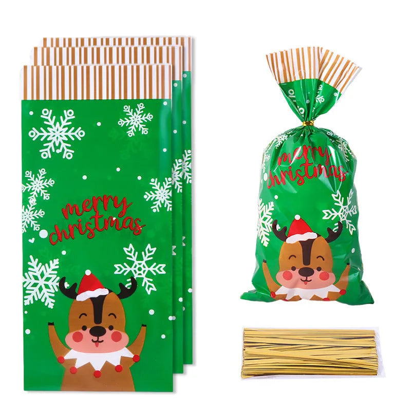 Christmas gift tying packing bags, OPP flat bags 13x27cm, 50pcs per pack, Christmas Bag A or B