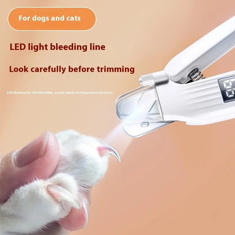 HZ8 White battery-powered dog nail clippers made from ABS plastic.