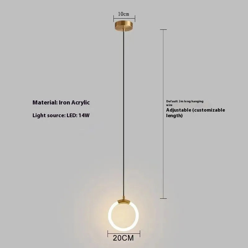 Nordic minimalist U-shaped bedside chandelier light with a compact 200mm size.