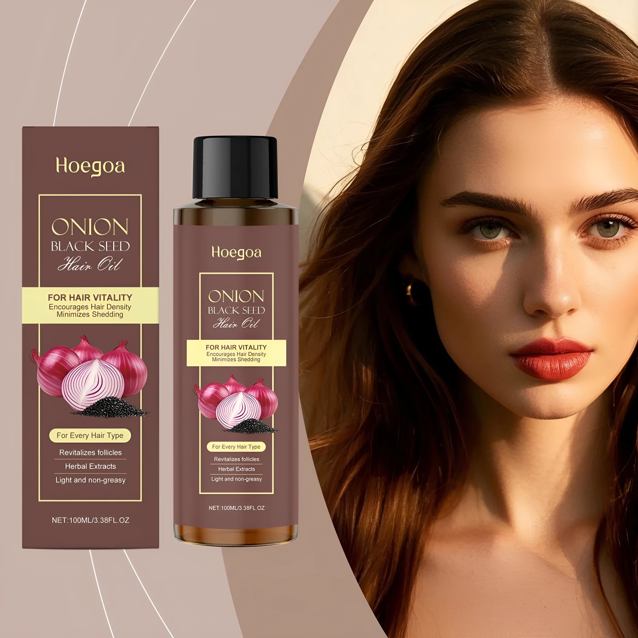 100ml bottle of nourishing hair care essential oil with applicator accessories