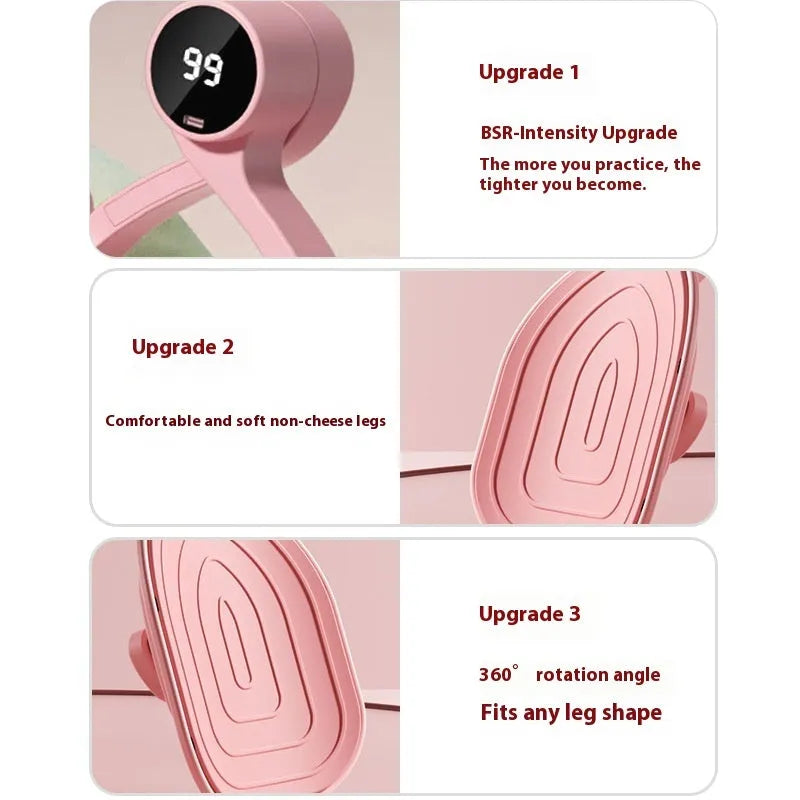 Pink and purple pelvic floor muscle trainer with rubber-coated surface and three resistance settings