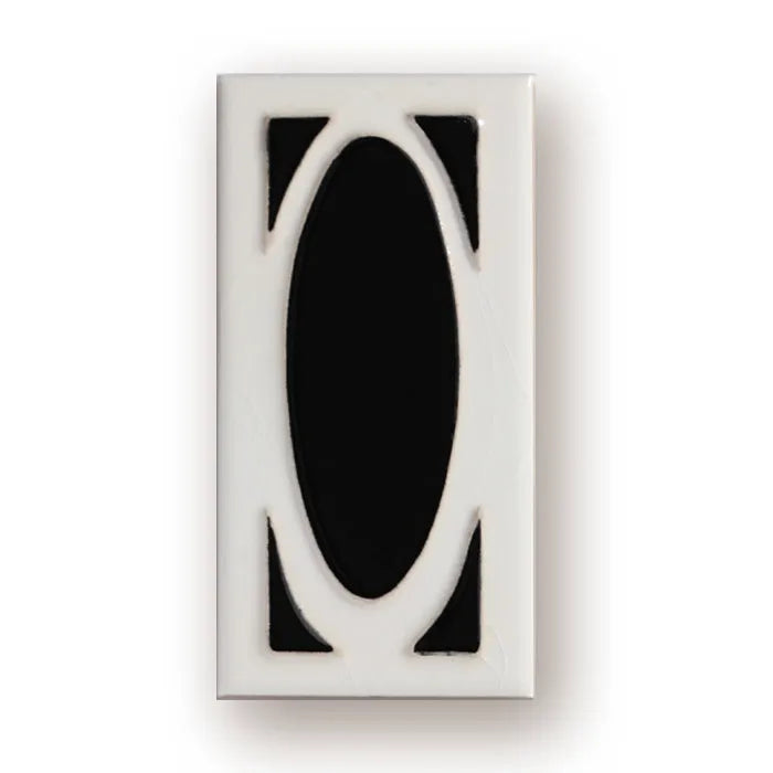 Handmade retro ceramic doorplate with enamel art number, measuring 76 by 152mm.