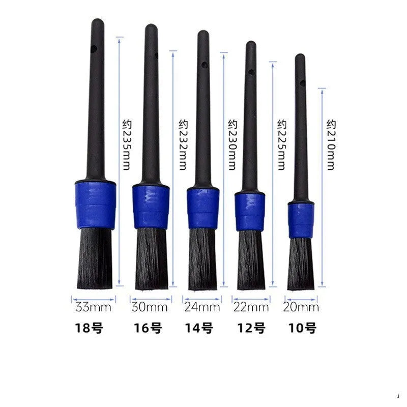 Round disc car cleaning brush set with 0.3mm PP bristles and plastic handles for interior dust removal