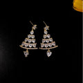 Women's silver needle Christmas tree earrings in geometric shape with bell motif, available in gold or silver